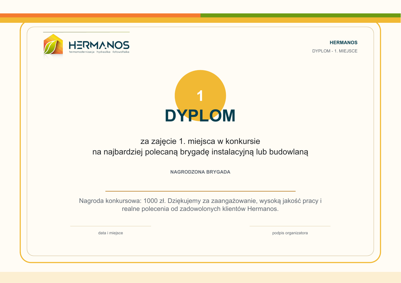 Podgląd dyplomu za 1 miejsce