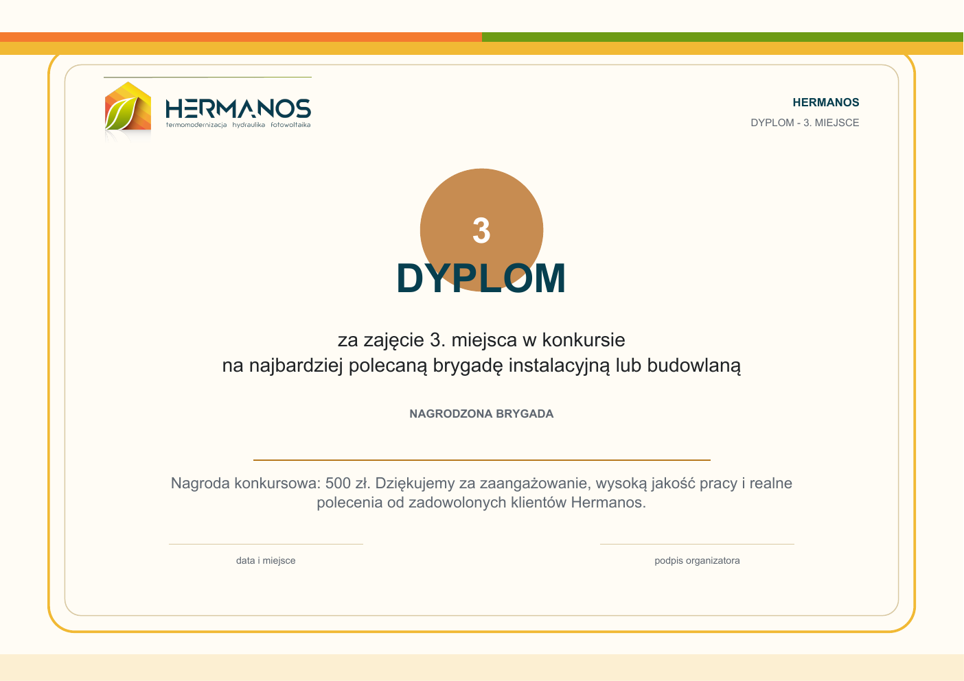 Podgląd dyplomu za 3 miejsce